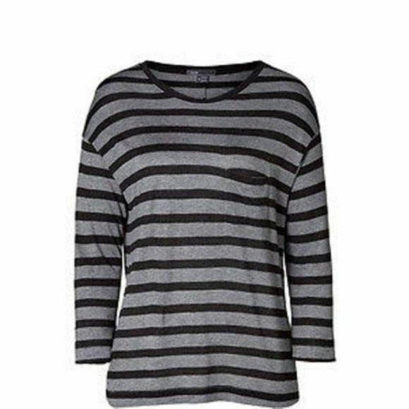 VINCE. Striped Heather GREY Charcoal Pocket Top - Picture 1 of 1